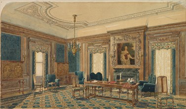 Sketch of Interior Design. August Frederick Biehle (American, 1854-1918). Watercolor; image: 71.1 x
