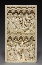 Diptych with Scenes from the Life of Christ (left wing: Raising of Lazarus and Crucifixion), c.