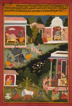 Krishna as the Destroyer of Demons, page from Surdas's Sursagar, c. 1700. India, Rajasthan, Mewar