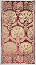 Brocaded velvet cushion cover with carnations, late 1500s. Turkey, Bursa. Velvet, brocaded: silk,