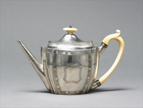 Teapot, 1795. Firm of George Smith (British), firm of Thomas Hayter (British). Silver and ivory;