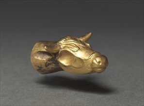 Bovine Finial, 400-300 BC. Greece or Turkey, Thracian, 5th-3rd century BC. Gold, hammered; overall: