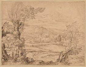 Landscape with a River and Aqueduct, mid 1600s. Giovanni Francesco Grimaldi (Italian, 1606-1680).