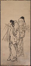 A Couple, late 1500s. Hasegawa Soen (Japanese). Hanging scroll; ink on paper; image: 102.3 x 47.6