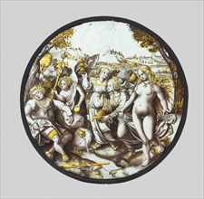 The Judgment of Paris, c. 1510-1520. South Netherlands, 16th century. Silver-stained glass roundel;