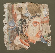 Fragment with a Head of Bodhisattva, c. 600-650. Central Asia, Kizil, 7th century. Fresco; image: