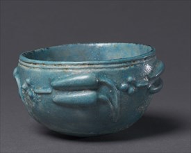 Bowl with Lotus Bud Decoration, 1-200. Egypt, Roman Empire. Bright turquoise blue faience;