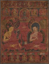 Sakyamuni with a Disciple Thangka, 14th century. Nepal, 14th century. Gouache on cloth; overall: 57
