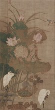 Lotuses, Insects, and Birds, possibly 1500s. China, Ming dynasty (1368-1644). Hanging scroll, ink