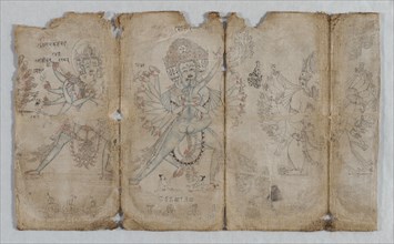 Iconographic Drawing of Tantric Enlightened Beings (verso), c. 1500. Tibet, early 15th Century. Ink