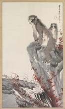 Mountain Monkeys, late 18th century. Nagasawa Rosetsu (Japanese, 1754-1799). Hanging scroll; ink