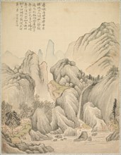 Folded Hills and Layered Peaks, 1847. Tsubaki Chinzan (Japanese, 1801-1854). Album leaf; ink and