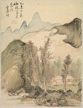 Hut Amidst the Trees, 1847. Tsubaki Chinzan (Japanese, 1801-1854). Album leaf; ink and color on