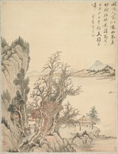 Dwelling by the Shore, 1847. Tsubaki Chinzan (Japanese, 1801-1854). Album leaf; ink and color on