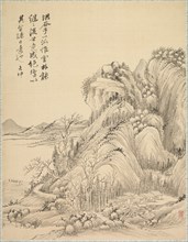 Dwellings beneath Folded Hills, 1847. Tsubaki Chinzan (Japanese, 1801-1854). Album leaf; ink and