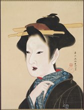 Portrait of a Woman, 1800s. Gion Seitoku (Japanese, 1781-1829?). Hanging scroll; ink and color on