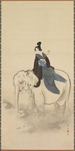 Courtesan Riding an Elephant (Parody of the Bodhisattva Fugen), 19th century. Kuwagata Keisai