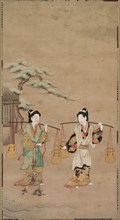 Scene from a Noh Play, early 18th century. Japan, Kyoto school, Edo Period (1615-1868). Hanging