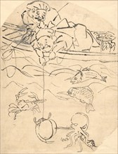 Daikoku and Ebisu, Two of the Seven Gods of Happiness. Utagawa Kuniyoshi (Japanese, 1797-1861). Ink