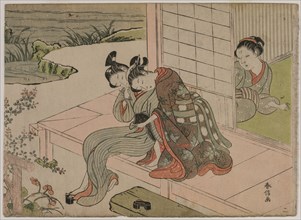 Woman Watching Young Couple Embrace on a Veranda, late 1760s. Suzuki Harunobu (Japanese, 1724-1770)