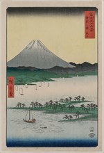 Pine Groves of Miho in Suruga, from the series Thirty-six Views of Mount Fuji, 1858. Utagawa