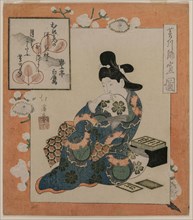 A Picture by Hishikawa Moronobu: Woman with a Set of Poem Cards, mid 1820s. Totoya Hokkei