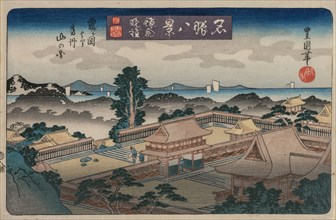 Eight Views of Famous Places:  Evening Bell in Kamakura:  The Mountains in Awa Province from the