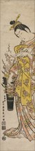 Courtesan Reading a Poem Slip Tied to Flowers in a Vase, mid-1740s. Ishikawa Toyonobu (Japanese,