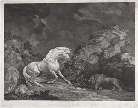 A Horse Frightened by a Lion, 1777. George Stubbs (British, 1724-1806). Etching and engraving