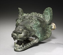 Wolf-Head Barge Fixture, 1-200. Italy, Rome, 1st-2nd Century. Bronze; overall: 21.9 x 16.8 cm (8
