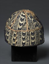 Cap with striped inscribed silk, 1300s. Lampas: silk; overall: 11.4 x 16.5 x 16.5 cm (4 1/2 x 6 1/2