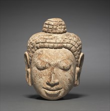 Head of Buddha, c. 7th Century. Thailand, Mon-Dvaravati period. Stucco; overall: 15.7 x 11.7 cm (6