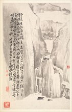 Sheer Cliffs, 1788. Min Zhen (Chinese, 1730-after 1788). Album leaf, ink on paper; sheet: 29 x 18.4