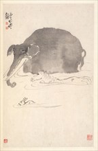 Elephant, Horse, and Hare, 1788. Min Zhen (Chinese, 1730-after 1788). Album leaf, ink on paper;