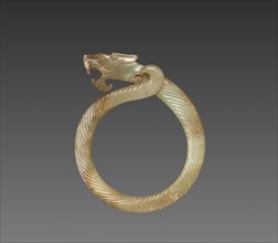 Fluted Ring with Dragon Head (Huan), 475-221 BC. China, Warring States period (475-221 BC). Jade