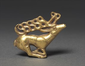 Stag Plaque, 400-300 BC. Western Asia, Scythian, 5th-4th Century BC. Gold, cast in shell mold;
