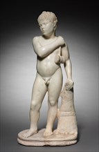 Youth with Jumping Weights, c. 40-70. Italy, Rome, mid-1st Century. Marble; overall: 84.5 x 39.1 cm