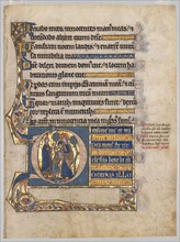 Single Leaf Excised from a Psalter: Initial D[ominus illuminatio mea] with Samuel Anointing David,