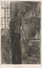 The Hanged Man in the Forge, c. 1880. Félicien Rops (Belgian, 1833-1898). Black chalk? and black