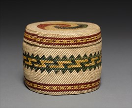 Lidded Bowl, c 1875- 1925. Northwest Coast, Makah, late 19th-early 20th century. Twined grasses;