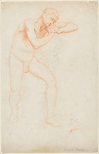 Male Nude, 1891. Pierre Puvis de Chavannes (French, 1824-1898). Red chalk and traces of black