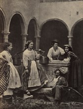 Untitled (Genre scene with four women and a man), late 19th Century. Unidentified Photographer.