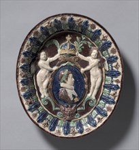 Oval Dish Commemorating the Ascent of the Young Louis XIII to the Throne of France, c. 1610-1615.