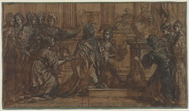The Idolatry of Solomon, 1622-1623. Pietro da Cortona (Italian, 1596-1669). Pen and brown ink,