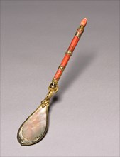 Spoon with Detachable Pick, c. 1500. Italy, Venice, 16th century. Enameled shell and coral,
