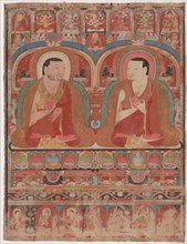 Portrait of Two Lamas, c. 1300. Central Tibet, late 12th-early 13th Century. Mineral pigments on