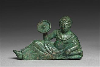 Vessel Ornament of Banqueter, probably 400-375 BC. Italy, Etruscan, early 4th Century BC. Bronze;