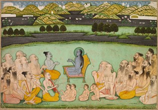 Hindu God Krishna Talking to Elders, c. 1800. India, Rajasthan, Kishangarh school, early 19th