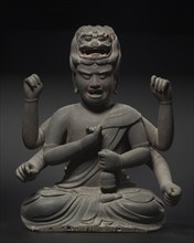 Wisdom King of Passion (Aizen myoo), 1300s. Japan, Kamakura Period (1185-1333). Wood, with black