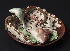 Plate with Fish, 1896. Portugal, Caldos de Rainha, 19th century. Earthenware; diameter: 45.4 cm (17